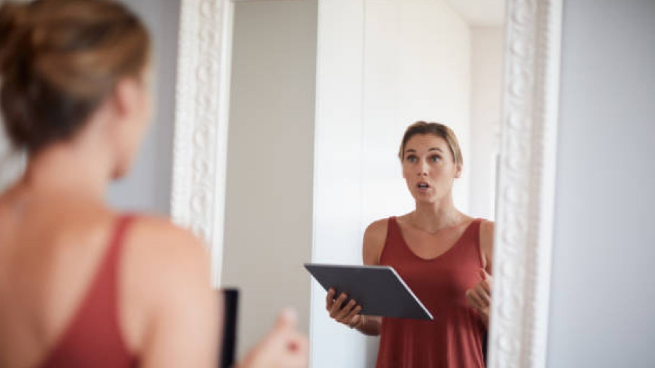 Practice your speech in front of a mirror to get used to the sound of your voice
