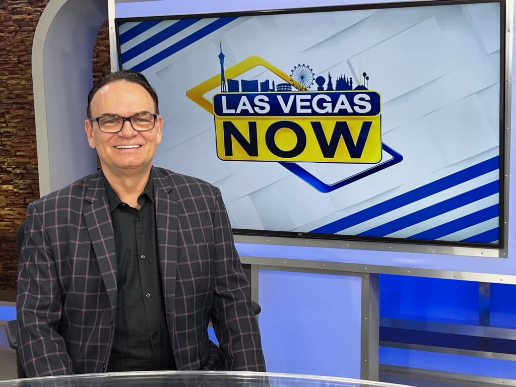Mitch Carson appearing as a guest expert on the 'Las Vegas NOW' television news program set.